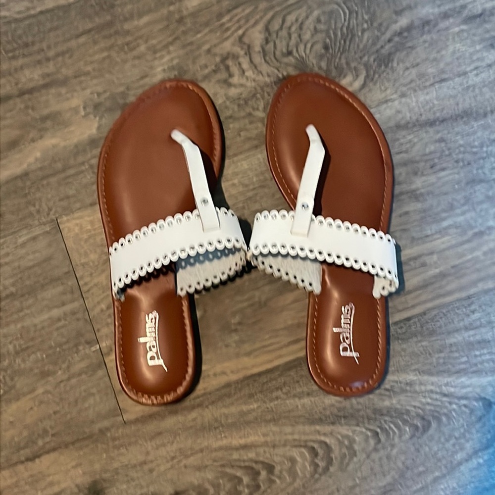 Palms- White Sandals- Size 8